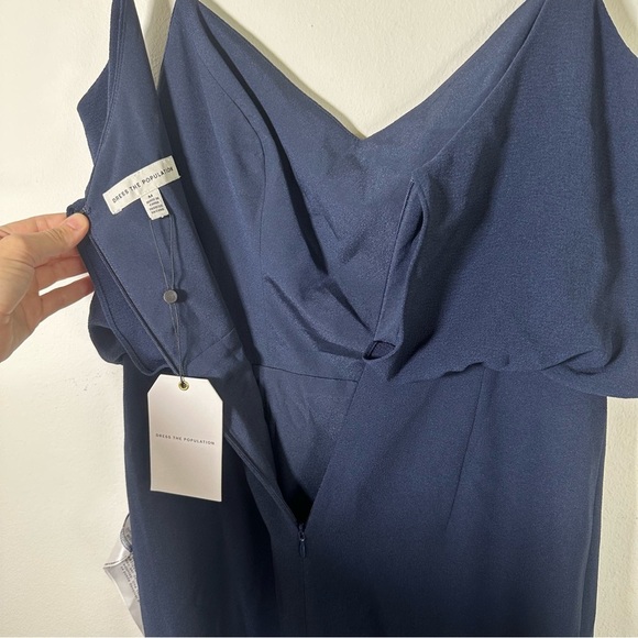 NWT Dress the Population Alondra Blouson Sheath Dress Midnight Navy Blue Medium - Picture 8 of 14